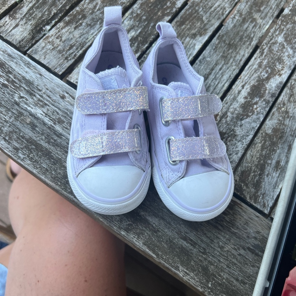 Converse Kids Glitter Strap Sneakers - Light Purple